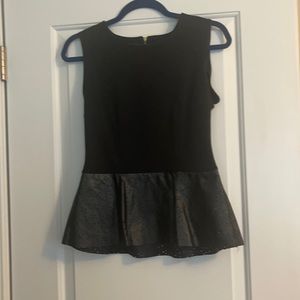 Black and leather peplum top